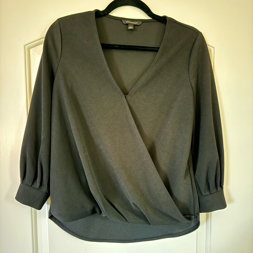 Banana Republic Black Wrap Blouse